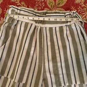 Striped Women's Pants in Olive and White